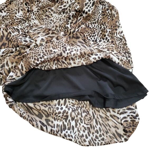 Gold Light Animal Print Jersey Caped Shift Dress Sz M - Picture 8 of 12